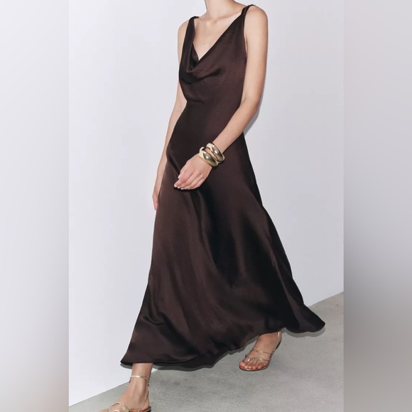 Zara Satin Long Dress - Picture 5 of 9